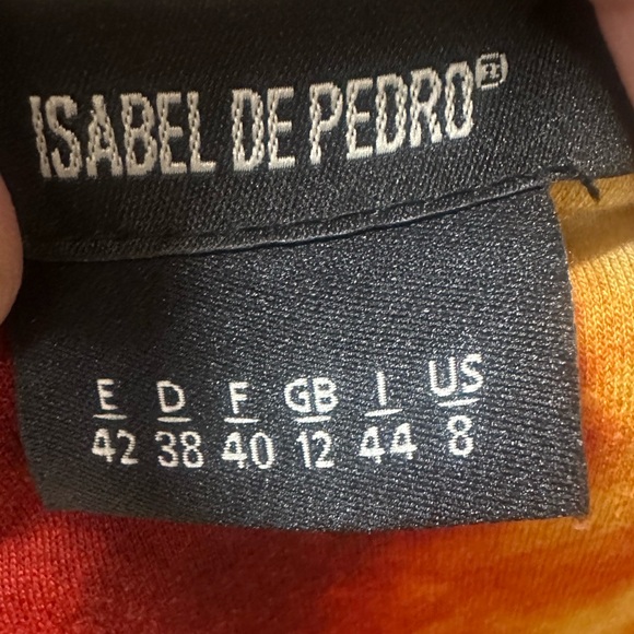 Isabel de Pedro Red Tie Dye Knee Length Bodycon Dress; Fits like S - Picture 8 of 9